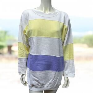 NWT Saturdays NYC Colorblock Cotton Sweatshirt | Pastel Stripes | Vintage